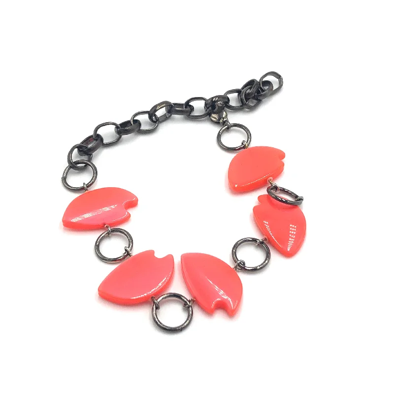 leather-wrapped bangles for women-Neon Melon Moonglow Mid Mod Stations Bracelet