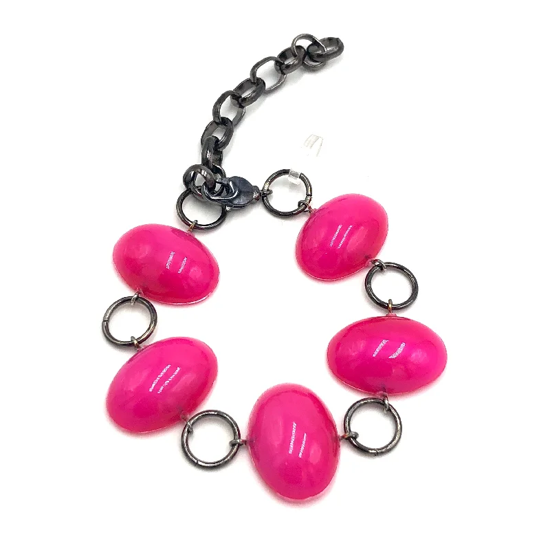 chunky diamond bracelets for women-Hot Pink Jelly Bean Stations Bracelet