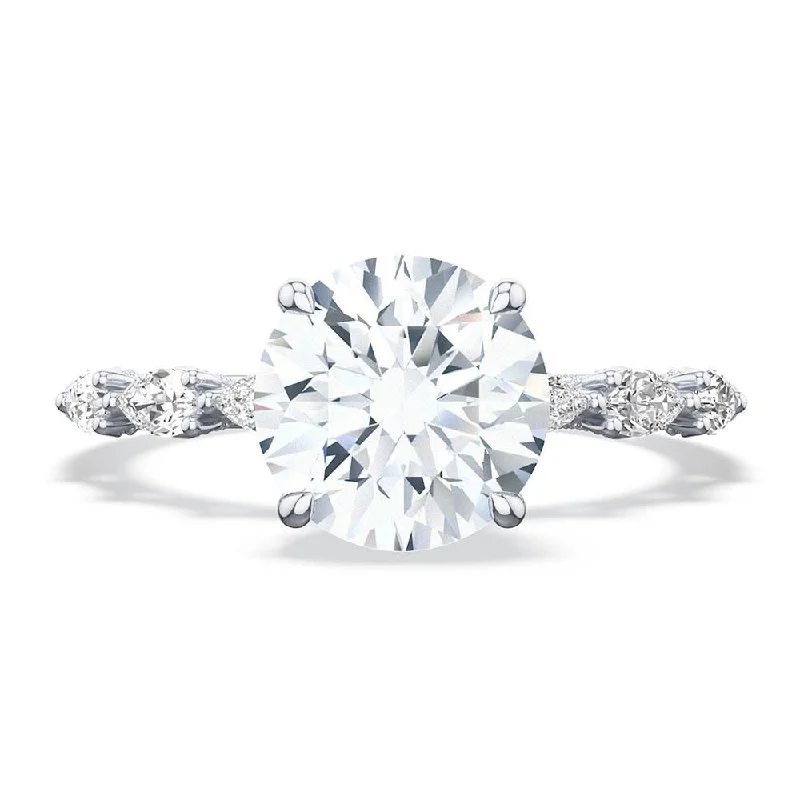 engagement rings with large round diamonds-Round Solitaire Engagement Ring