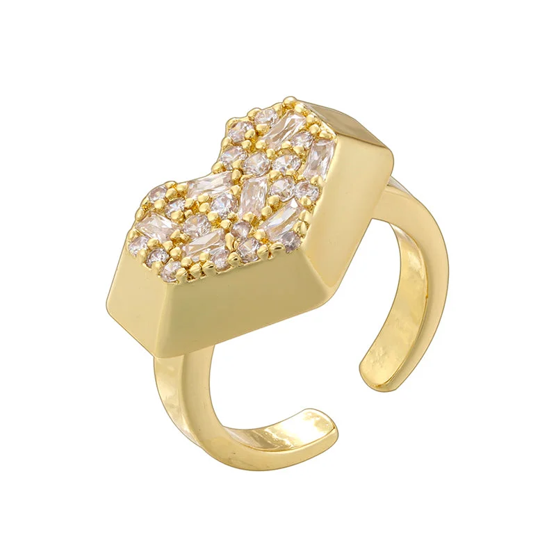 Vj600 Gold White Diamond Love Heart