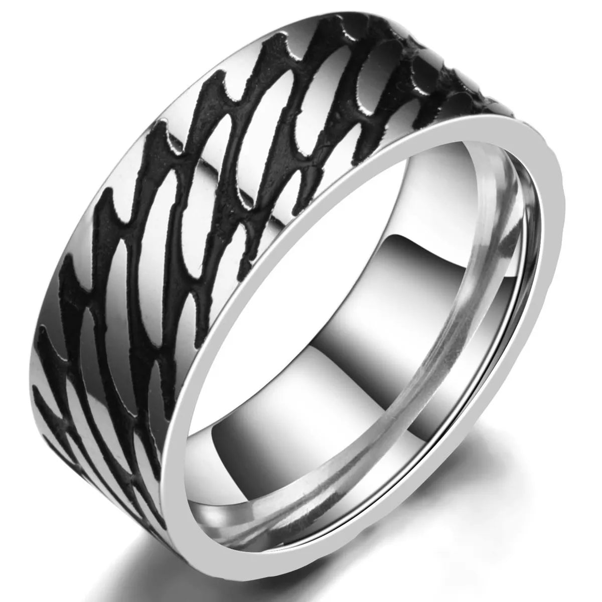 eternity rings with diamonds for women-Men'S Retro Titanium Steel Twill Ring Wholesale