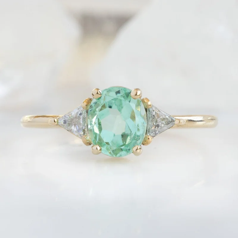 double band engagement rings for women-The Jade Ring | 0.89ct Oval Emerald in 14K Yellow Gold