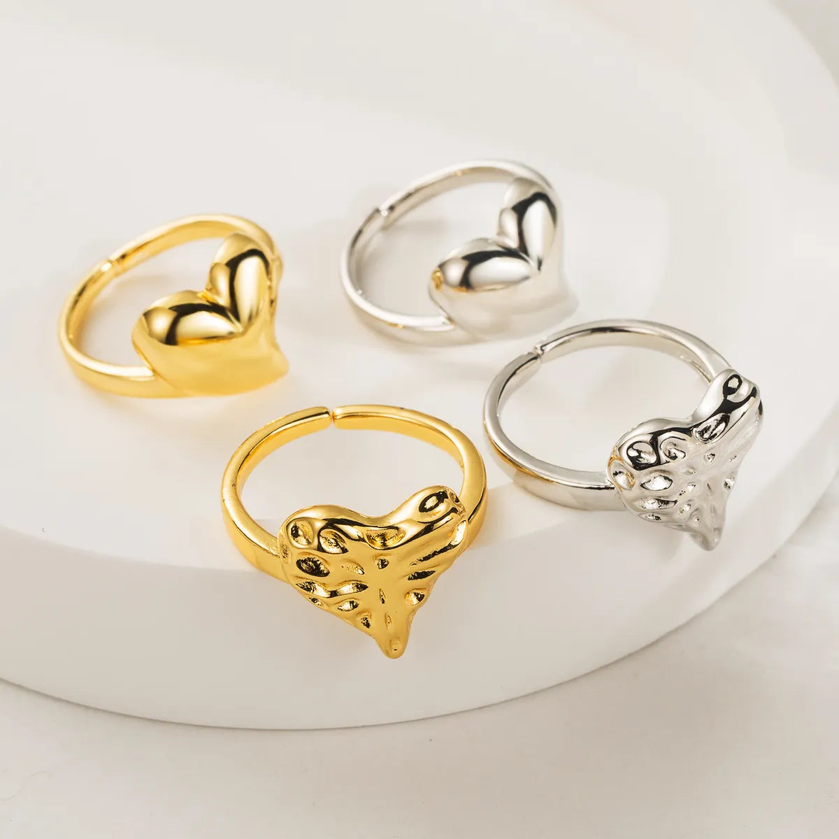 vintage diamond rings for women-Wholesale Jewelry Casual Cute Heart Shape Copper 18K Gold Plated Polishing Open Rings