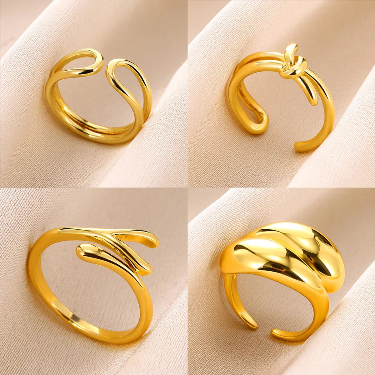 white gold rings for women-Wholesale Simple Style Solid Color Copper Plating Gold Plated Rings