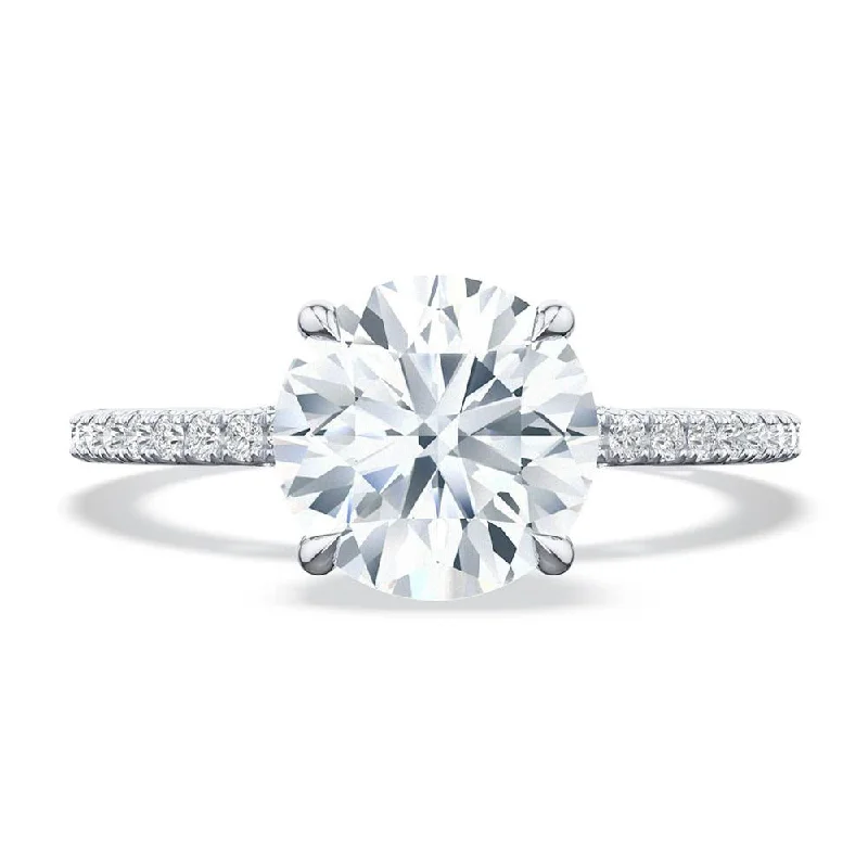 engagement rings with hidden diamonds in bands-Round Solitaire Engagement Ring