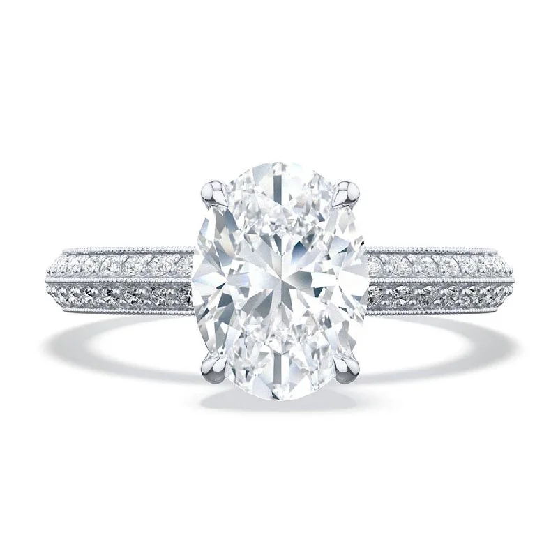 engagement rings with delicate metalwork and diamonds-Oval Solitaire Engagement Ring