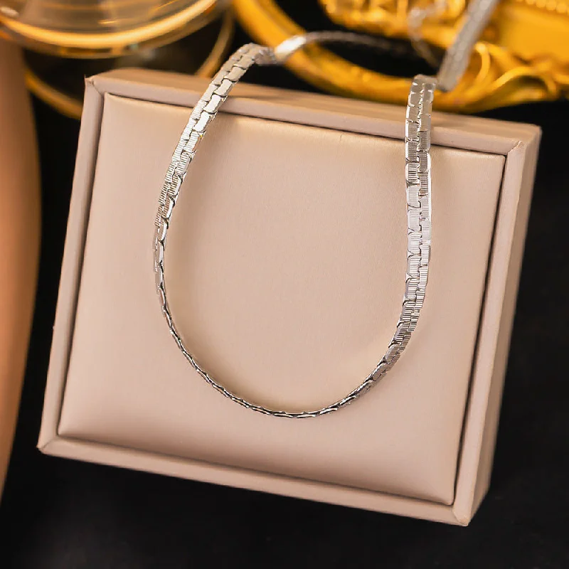 [Xlh373] Blade Chain Necklace Steel Color