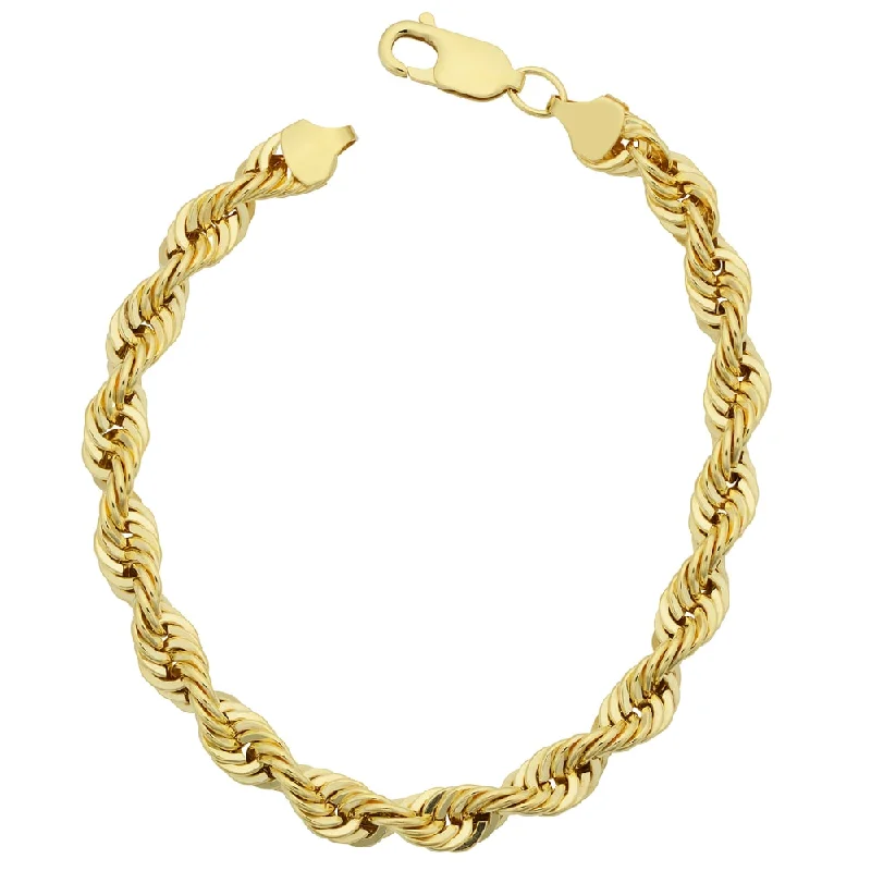 braided gold bangles for women-14k Yellow Gold Filled Men's Bold 6-mm Rope Chain Bracelet (7.5 or 8.5 inches)