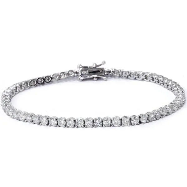 bold leather bracelets for women-14k White Gold 4ct TDW Diamond Tennis Bracelet