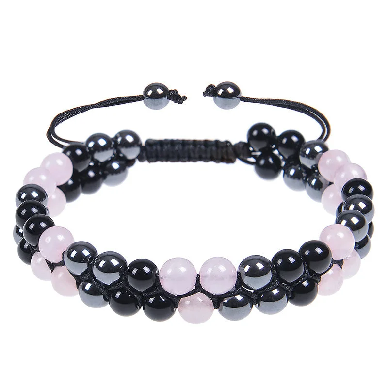 6MM-Pink Crystal Bracelet (3 Beads)