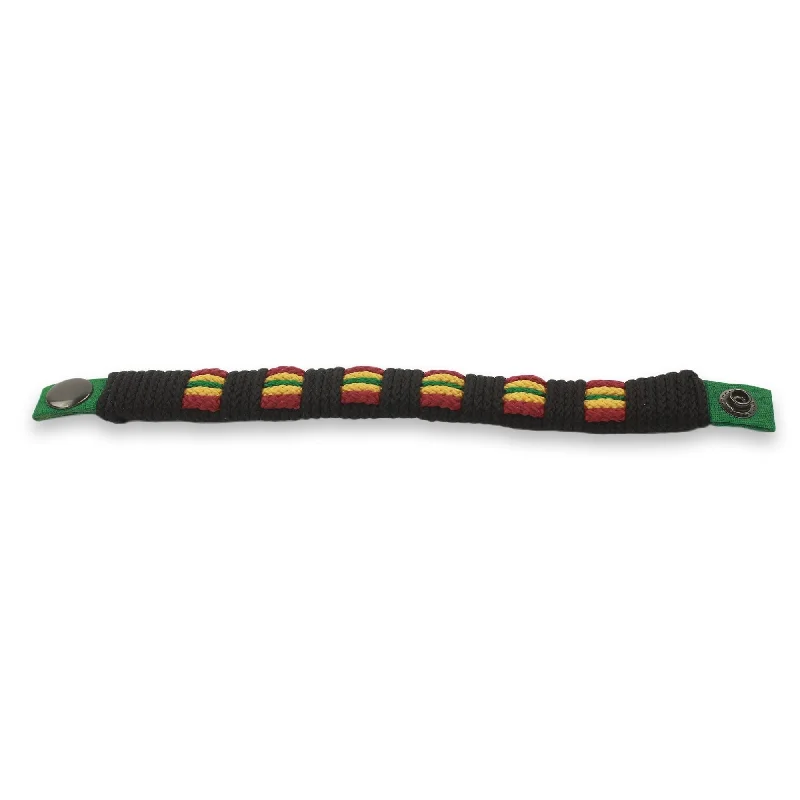 leather bangles for women-Men's Wristband Bracelet, 'Reggae Kente' (Ghana)