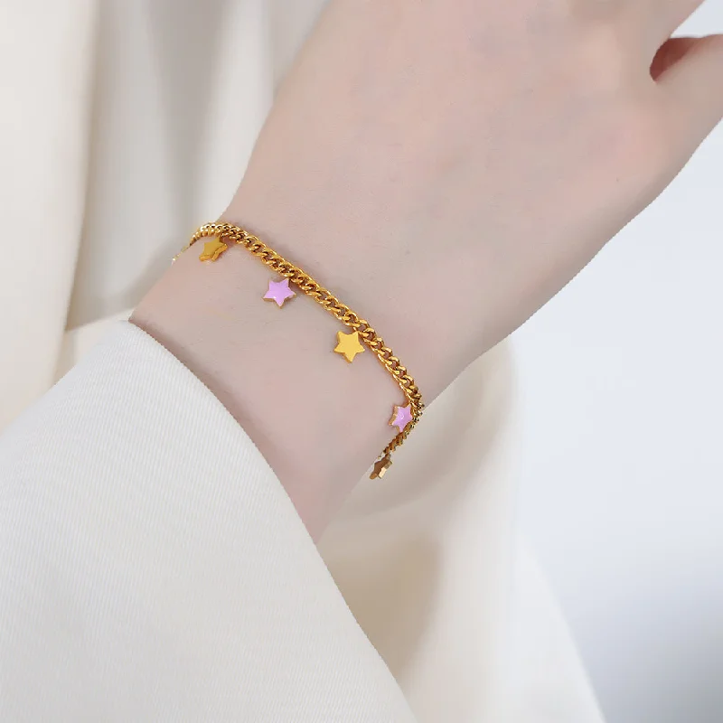 E435-Purple Drop Oil Gold Bracelet-15+5cm