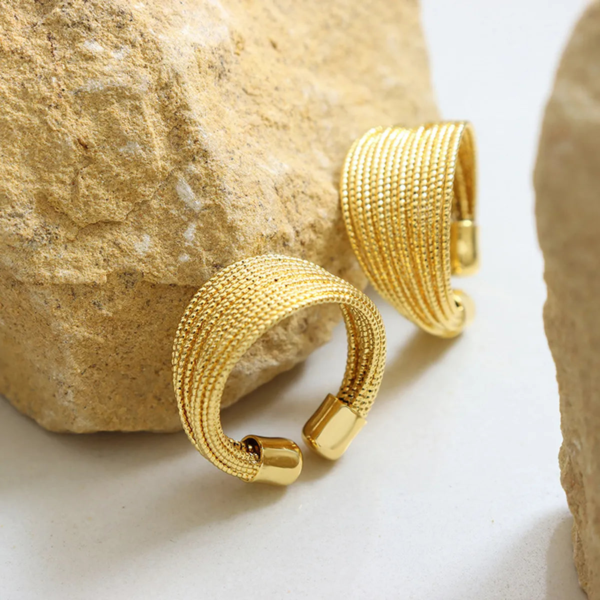 adjustable rings for women-Ethnic Style Solid Color Titanium Steel Plating Gold Plated Rings