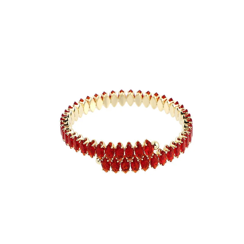 ER1369-Red Zirconium-Gold Bracelet