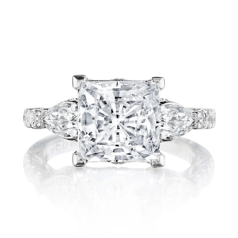 engagement rings with diamonds and multi-stone settings-Princess 3-Stone Engagement Ring