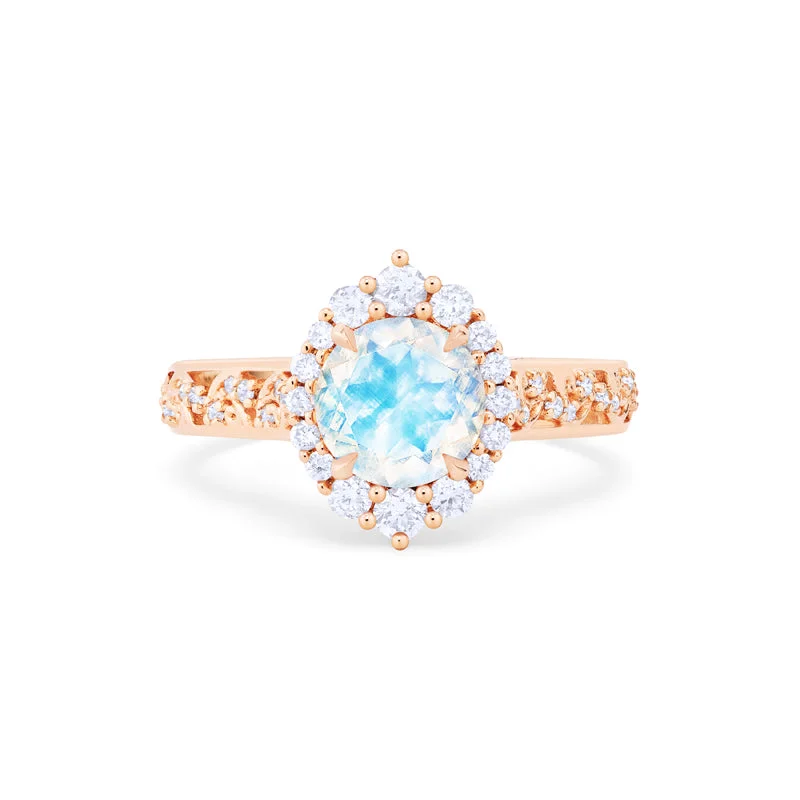 stunning engagement rings with sapphire center stones-[Ophelia] Rococo Opulence Engagement Ring in Moonstone