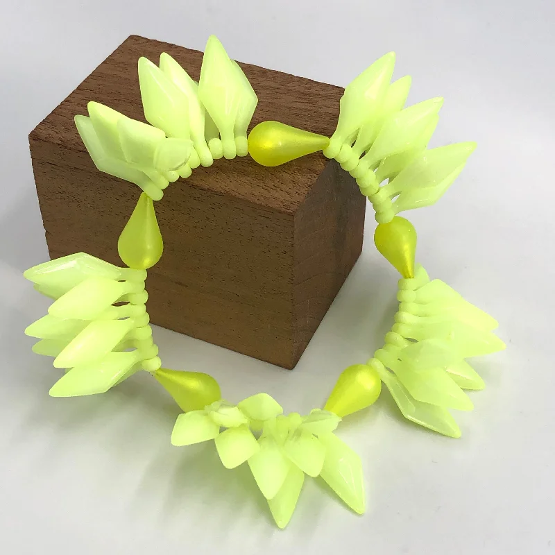 simple gold bracelets for women-Neon Yellow Spiked Cha Cha Stretch Bracelet