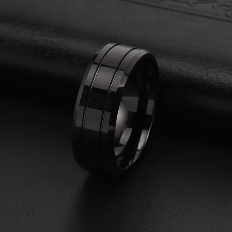 custom-designed wedding bands for women-Casual Hawaiian Tropical Solid Color Tungsten Steel Polishing Carving 18K Gold Plated Men'S Rings