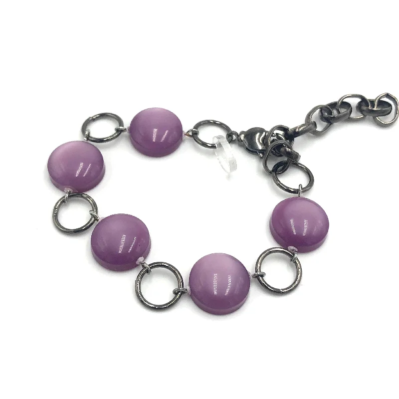 adjustable gemstone bangles for women-Lilac Moonglow Candy Disc Stations Bracelet