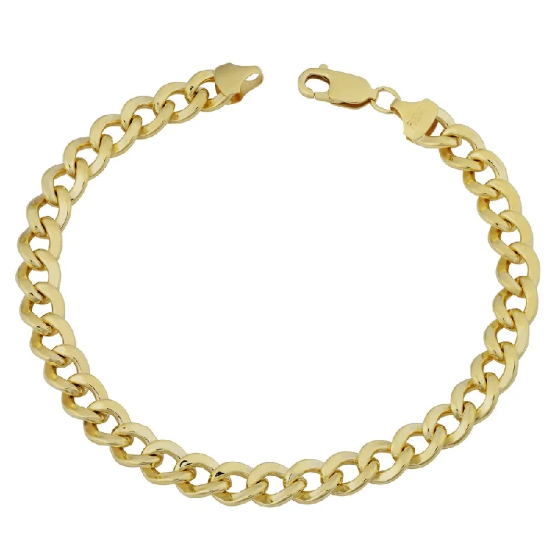 thick bangles for women-14k Yellow Gold Filled 9mm High Polish Bold Men's Miami Cuban Curb Link 9-inch Chain Bracelet