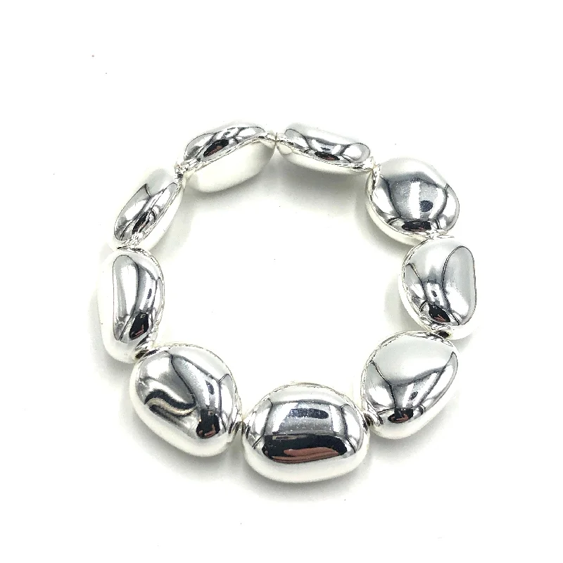 trendy bracelets for women-Silver Pebbles Stretch Bracelet