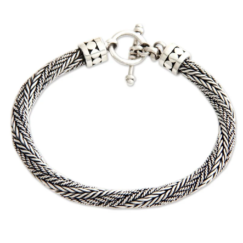 beaded bangles for women-NOVICA Handmade Unity Sterling Silver Bracelet (Indonesia)