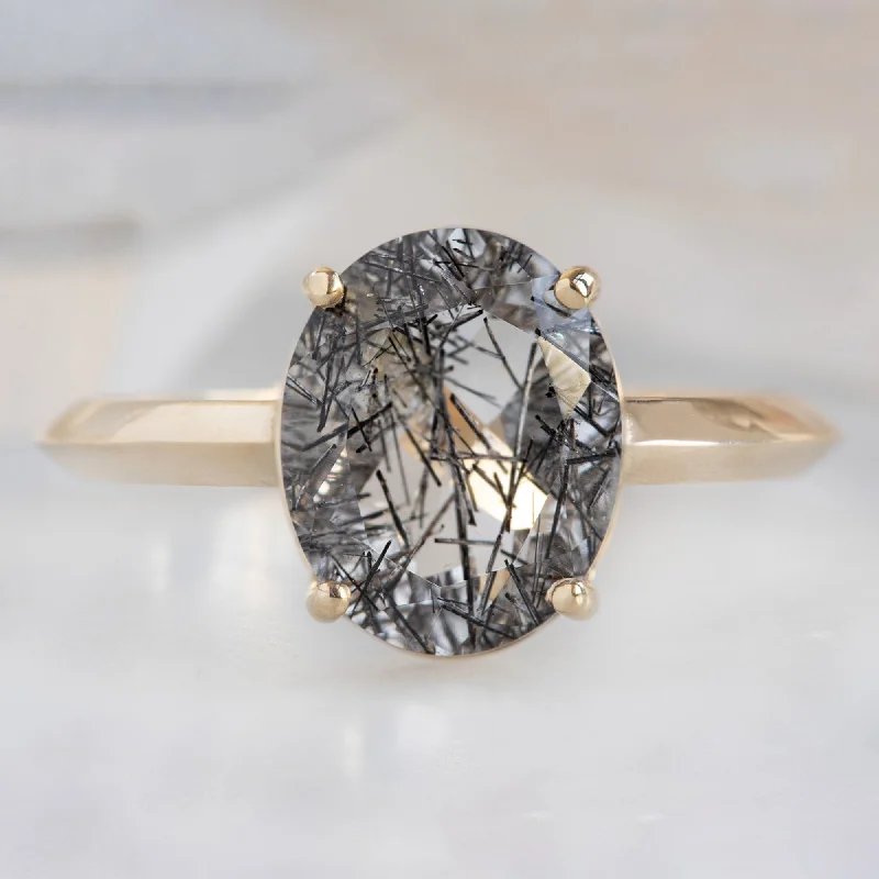 vintage diamond engagement rings for women-The Bryn Ring | 2.15ct Oval Tourmaline in Quartz in 14K Yellow Gold