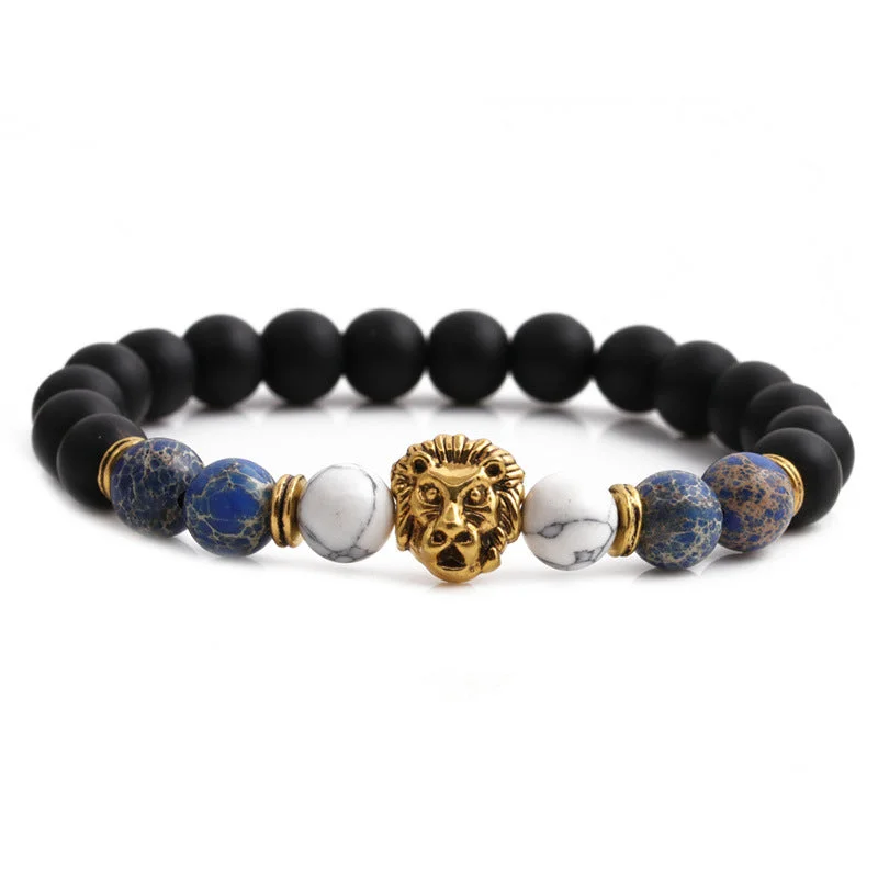 ML-XY000145 Frosted Stone + Emperor Stone Lion's Head Bracelet