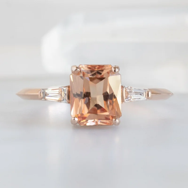 elegant engagement rings for women-The Ash Ring | 1.43ct Emerald Cut Garnet in 14K Rose Gold