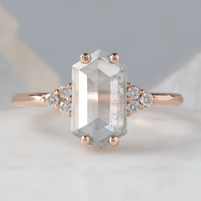 engagement rings with fancy diamonds and rose gold-The Ivy Ring | 1.55ct Hexagon Icy White Diamond in 14K Rose Gold