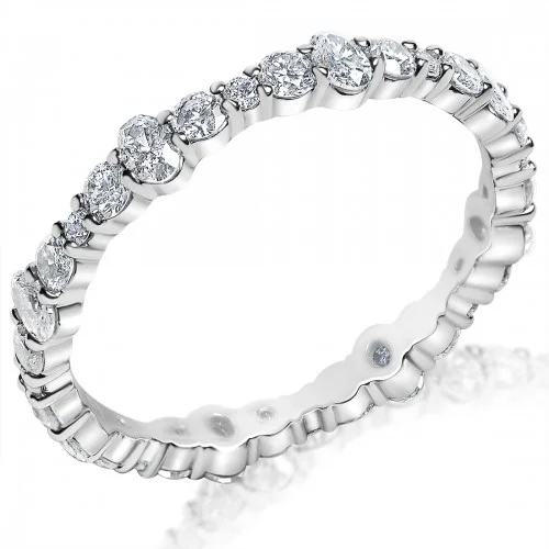 designer engagement rings with large diamonds for women-.58ctw Oval and Round Shared Prong Eternity Band