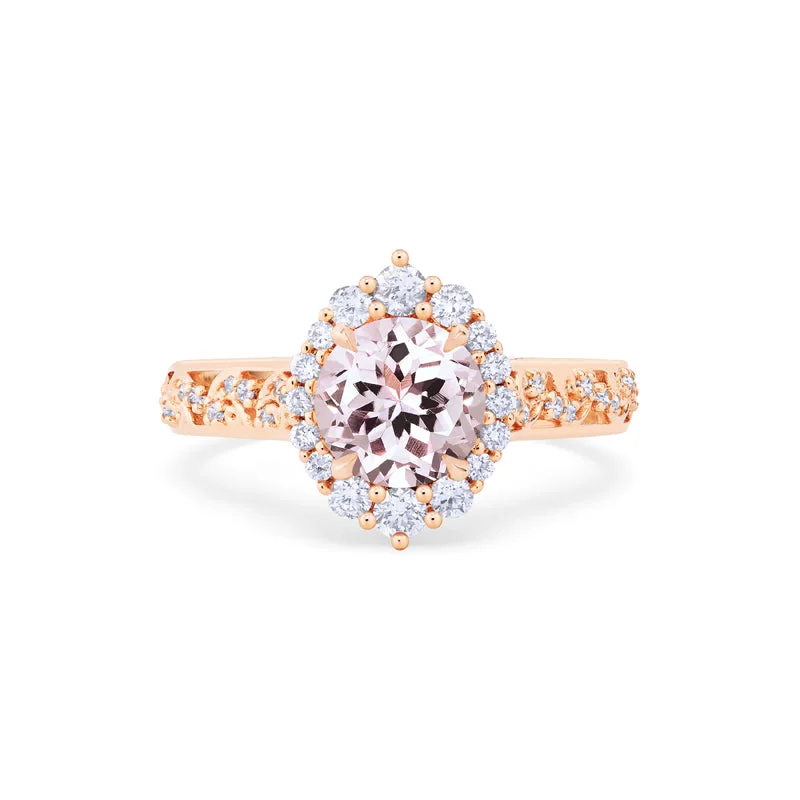 engagement rings with emeralds and rubies-[Ophelia] Rococo Opulence Engagement Ring in Morganite