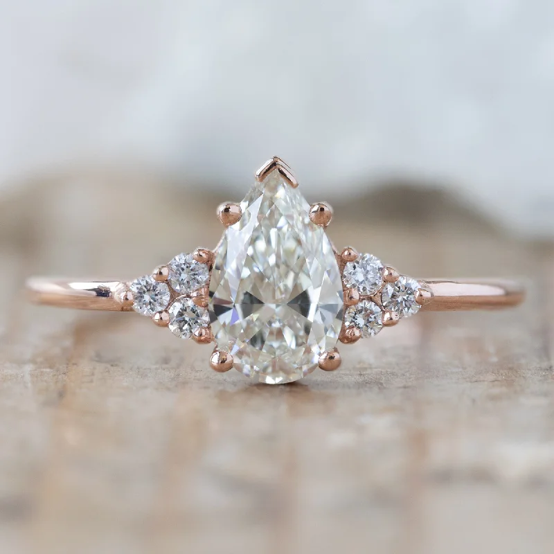 colored gemstone engagement rings for women-The Ivy Ring | 0.70ct Pear White Diamond in 14k Rose Gold