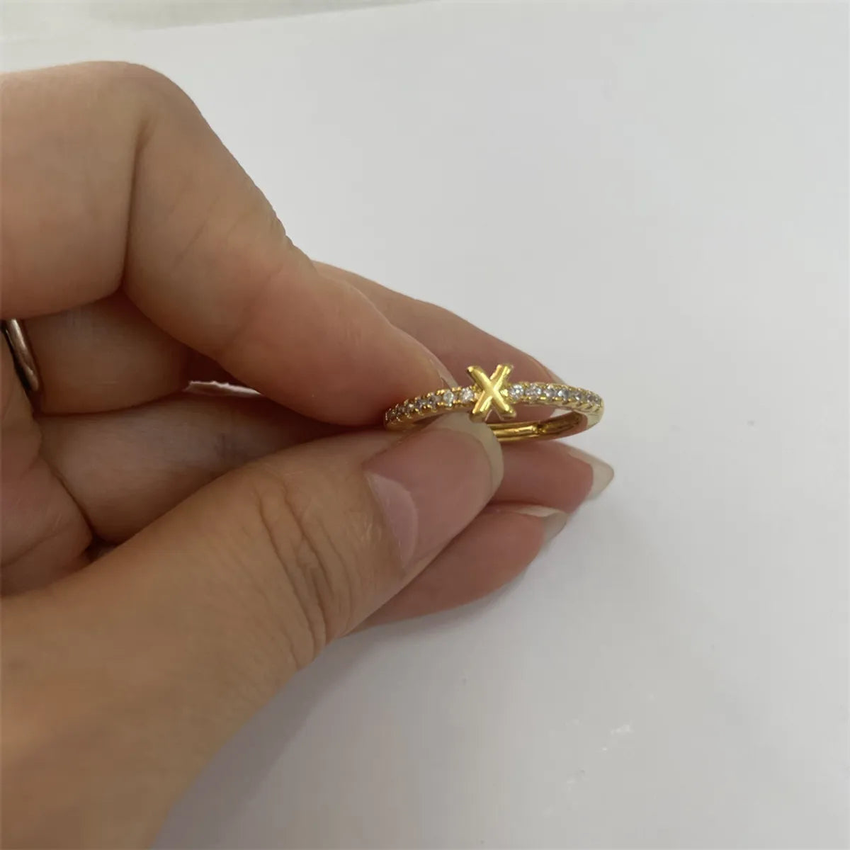 14K Real Gold-Letter X