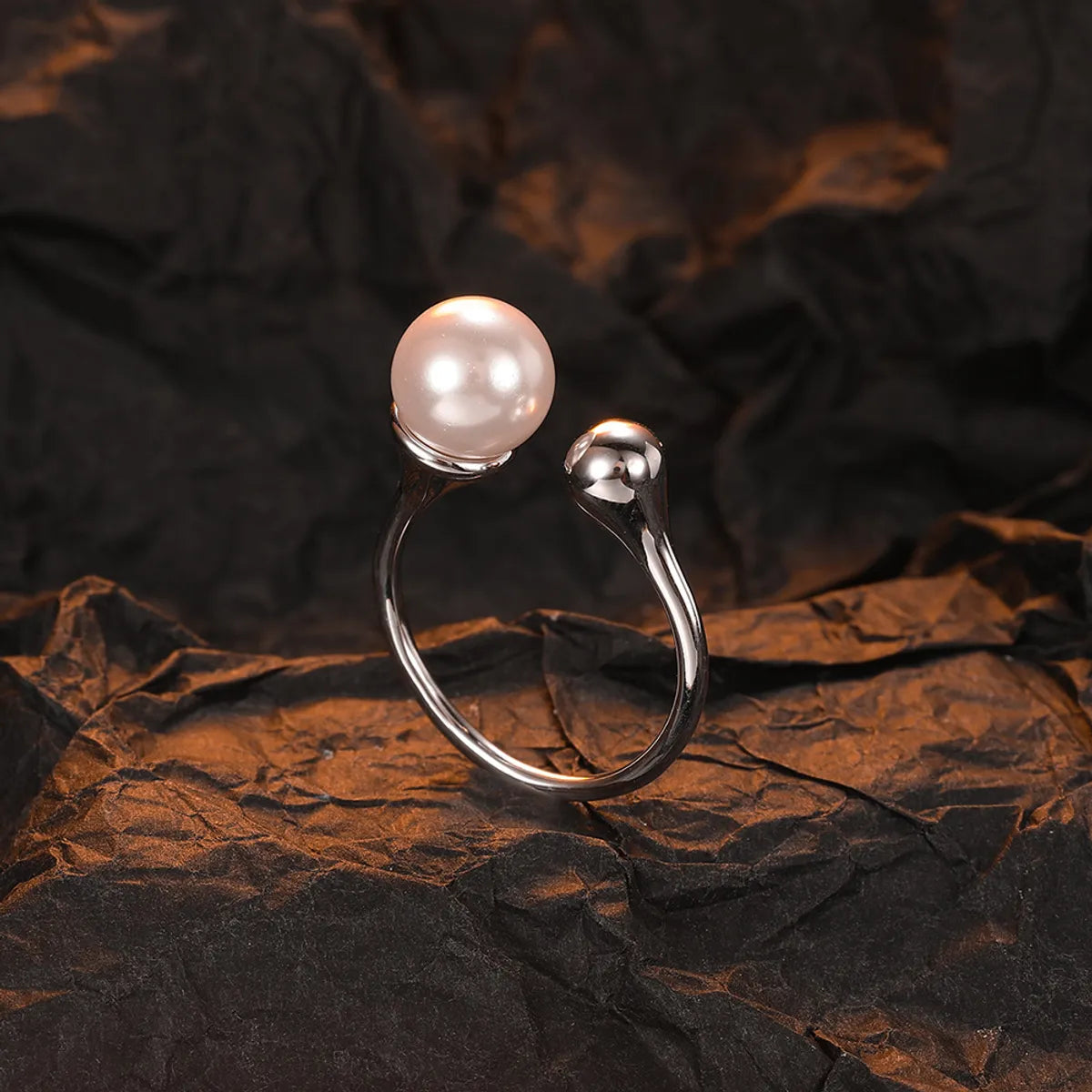 rings for women with large stones-Casual C Shape Sterling Silver Plating White Gold Plated Open Rings