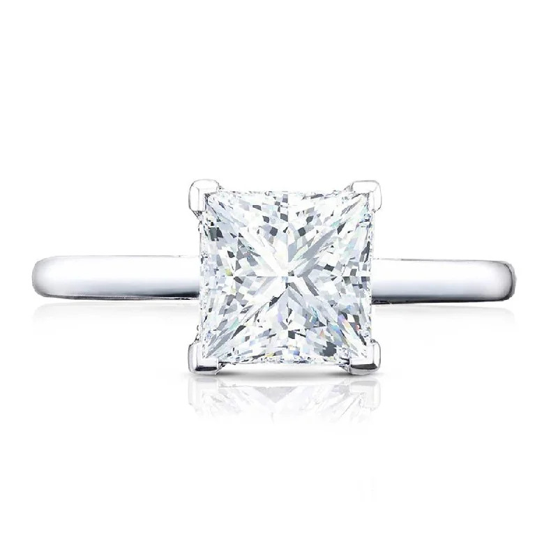 vintage-style engagement rings with diamond details-Princess Solitaire Engagement Ring