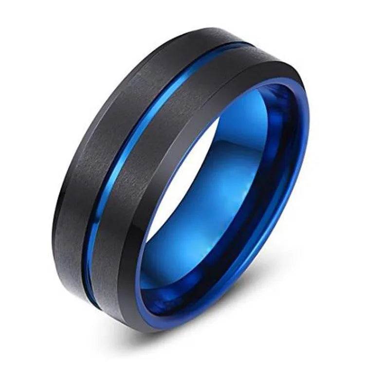 wedding bands with sapphires and diamonds for women-Hip-Hop Retro Color Block Tungsten Steel Men'S Rings