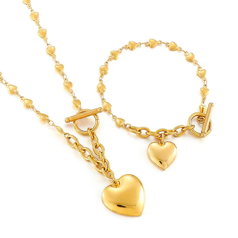 Heart-Shaped Chain Golden Suit Ks140871-E414-Gold Cross Bracelet-KN0248-MI-N200029Z