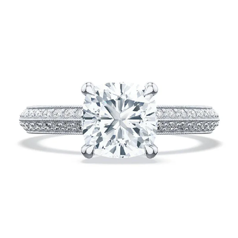 affordable vintage engagement rings with diamonds-Cushion Solitaire Engagement Ring