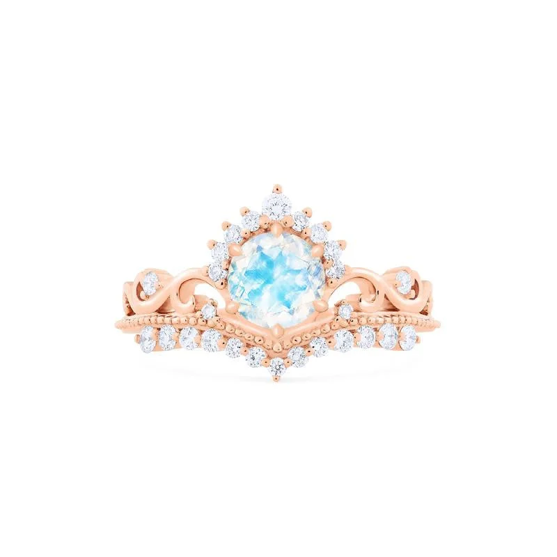 luxury engagement rings with colored gemstones-[Theia] Heirloom Crown Engagement Ring in Moonstone