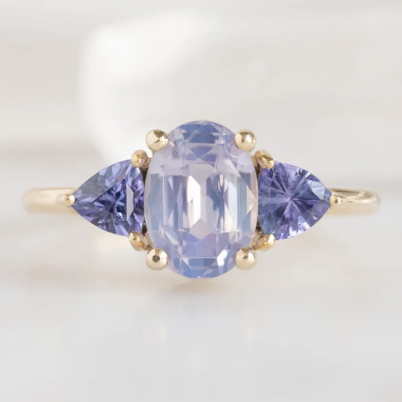 timeless engagement rings for women-The Watercolor Jade Ring | 1.81ct Oval Lavender Sapphire in 14K Yellow Gold