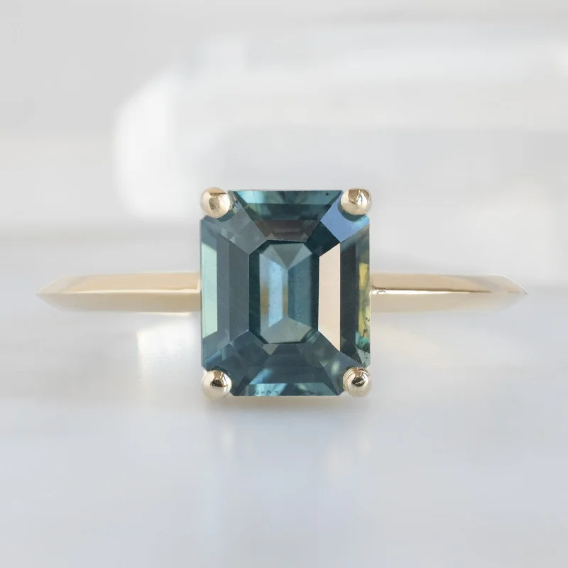 affordable engagement rings for women-The Bryn Ring | 1.78ct Emerald Cut Sapphire in 14K Yellow Gold