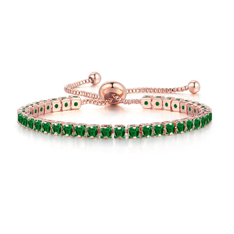 Square 3mm Rose Gold Emerald Stone