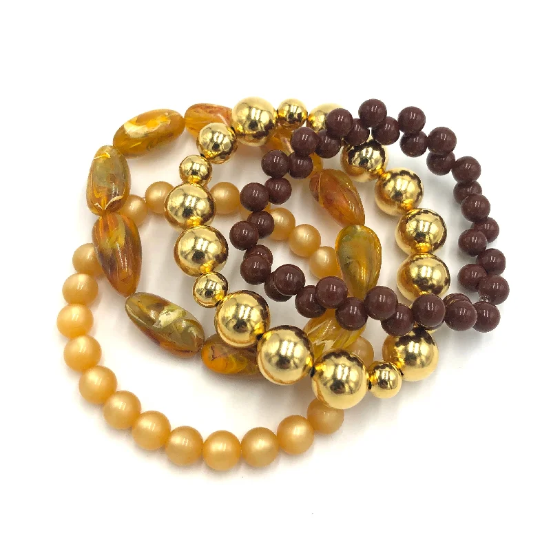 colorful charm bracelets for women-Topaz & Chocolate Stack and Stretch Bracelets Set