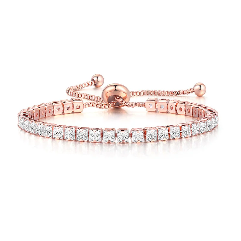 Square 3mm Rose Gold White Stone