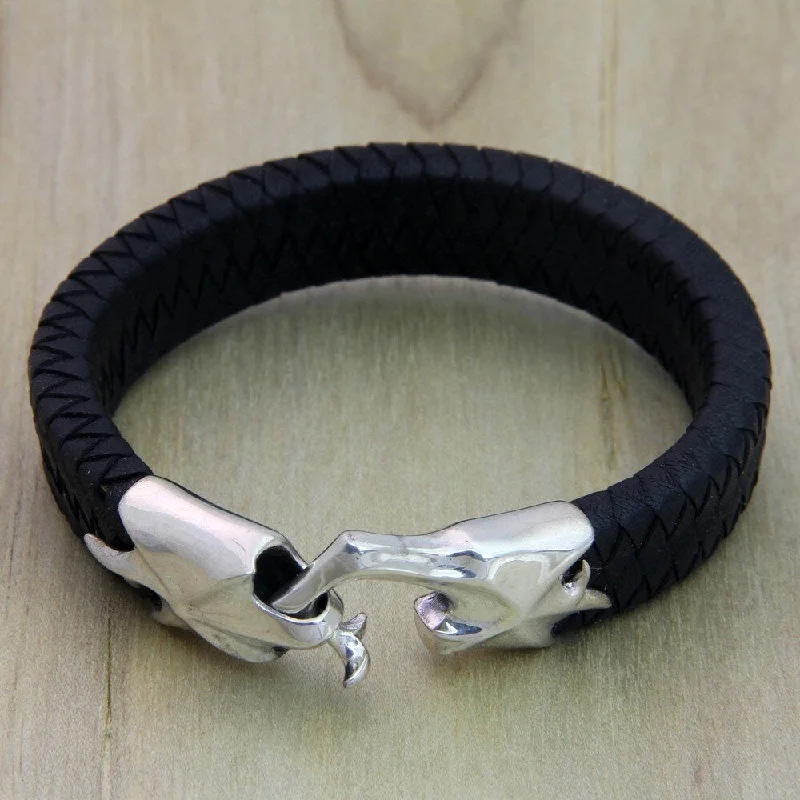 handmade bracelets for women-Hand in Hand Men's Braided Leather Bracelet