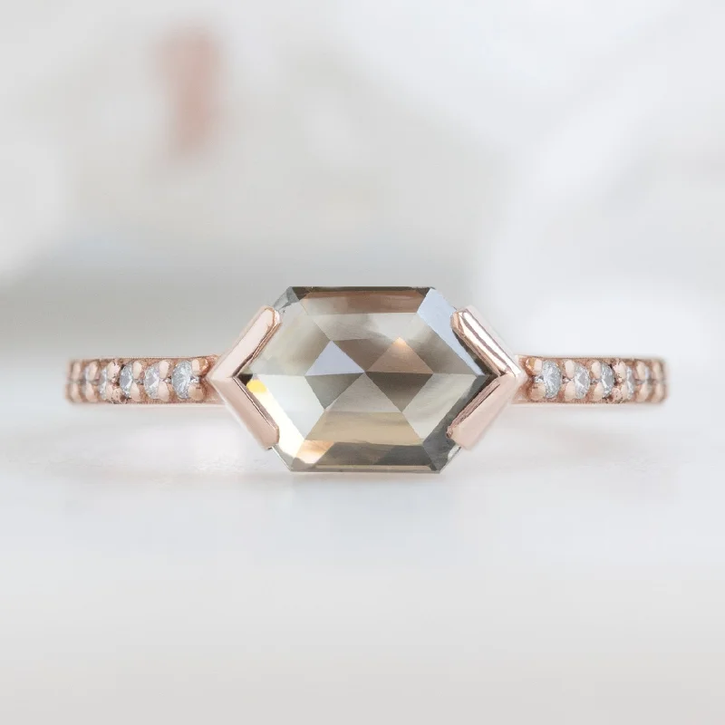 large diamond engagement rings for women-The Willow Ring | 1.26ct Hexagon Salt and Pepper Diamond in 14K Rose Gold