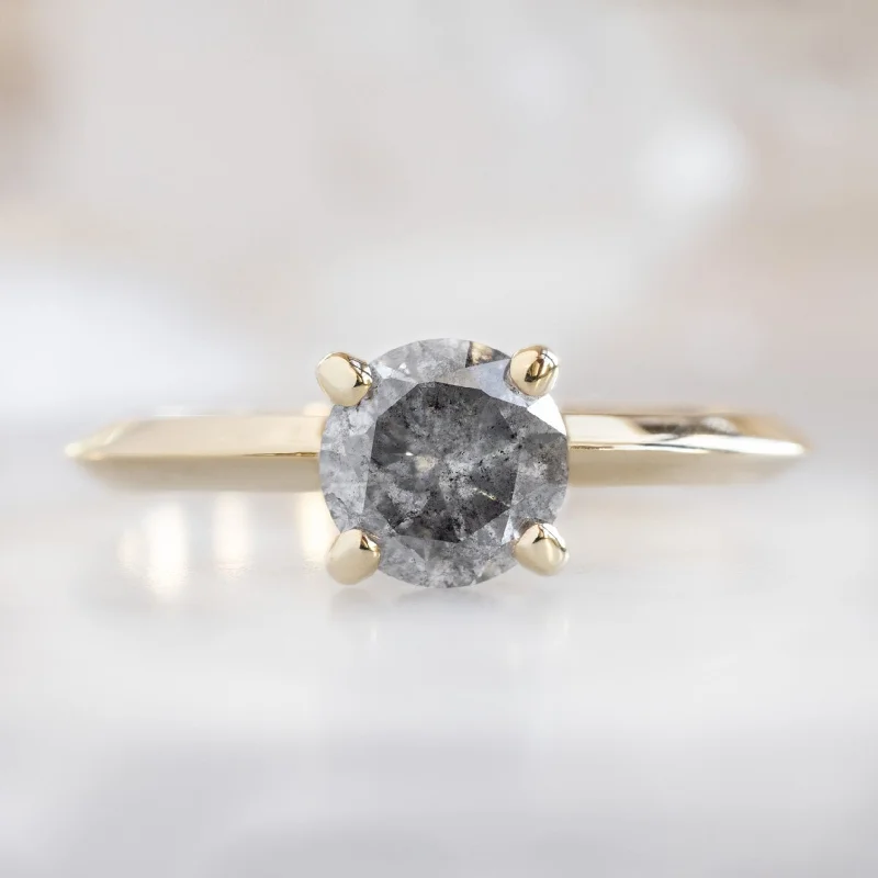 halo engagement rings with colored diamonds for women-The Bryn Ring | 1.05ct Round Salt and Pepper Diamond in 14K Yellow Gold