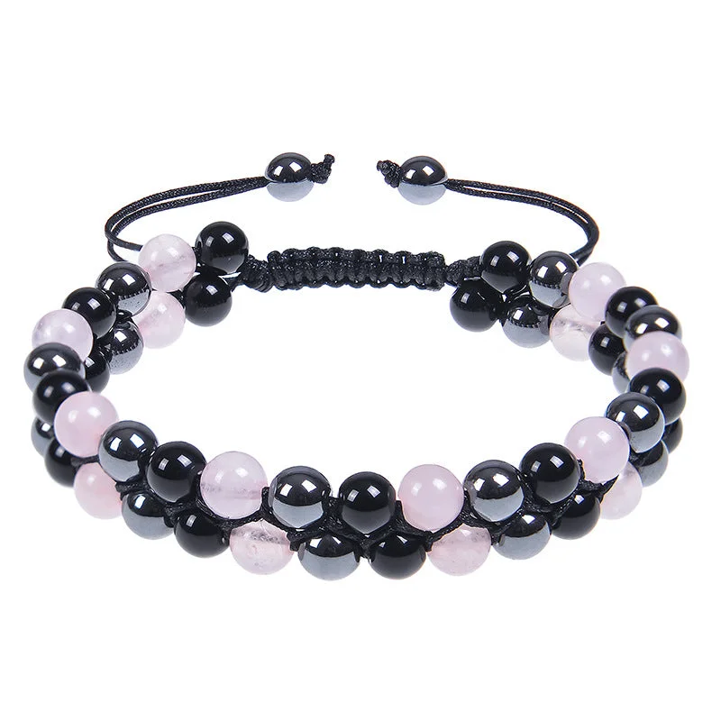 6MM-Pink Crystal Bracelet (2 Beads)