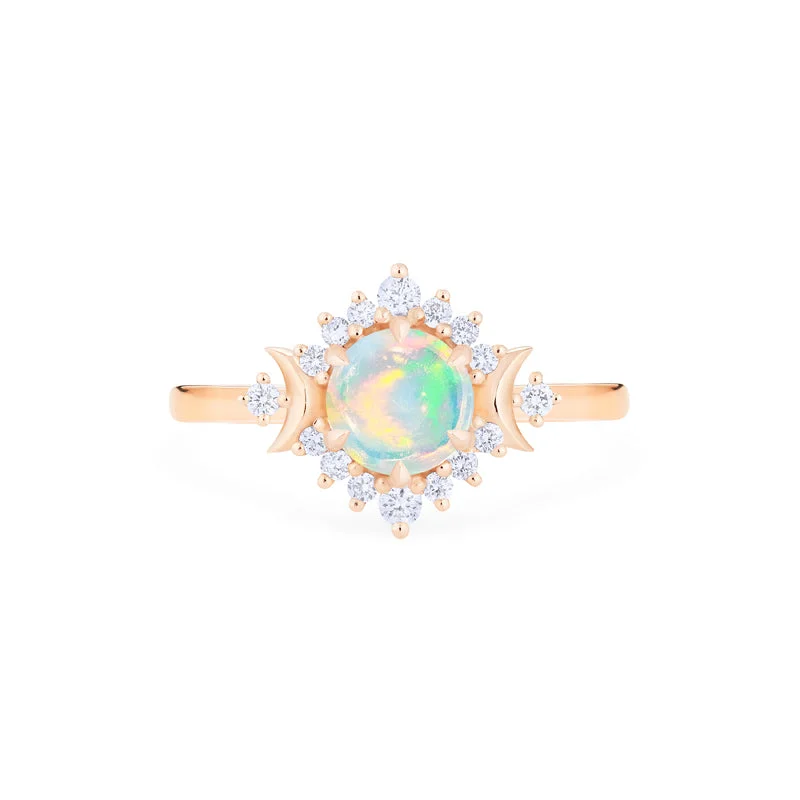 stunning engagement rings with blue sapphires for women-[Selene] Moon Goddess Engagement Ring in Australian Opal